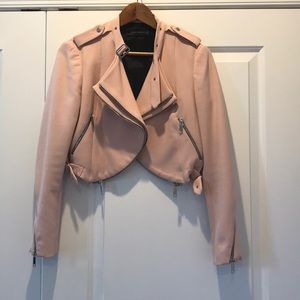 Pink woven biker jacket